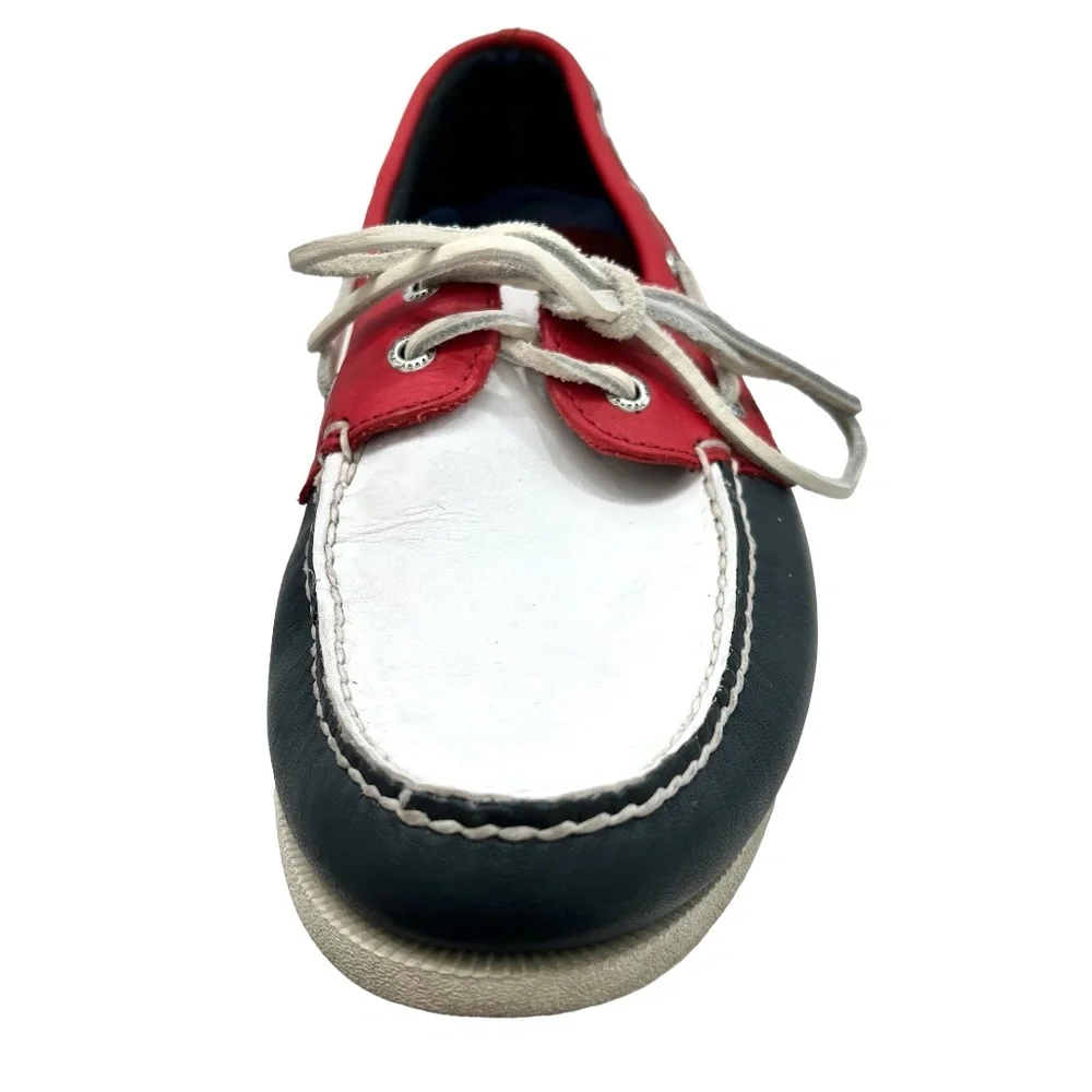 SPERRY TOP-SIDER 2-EYE BOAT SHOES IN RED, WHITE & BLUE